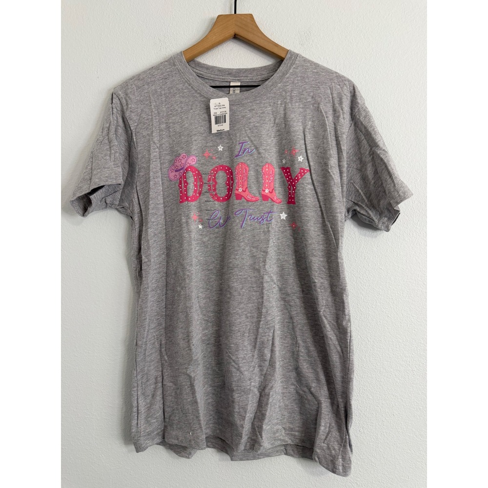 NWT - Morning Sun - Dolly Parton Rhinestone "In Dolly We Trust" Graphic Tee Sz M